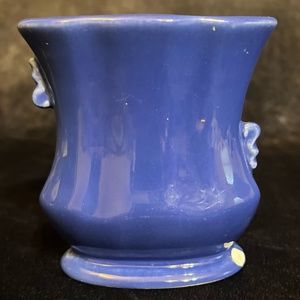 Vintage Small Blue MCM USA Pottery Vase CHIPPED Shawnee?